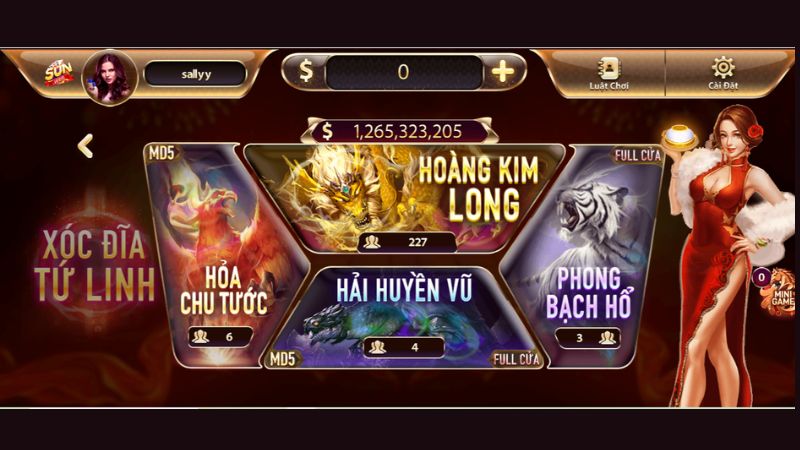 Xóc Đĩa Tứ Linh Sunwin: Đỉnh cao xóc đĩa thưởng lớn